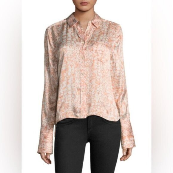 Equipment Huntley Crocodile-Print 100% Silk Blouse - Picture 1 of 12